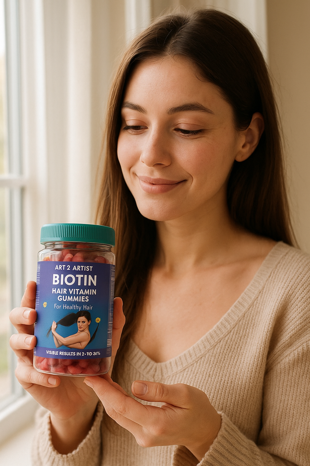 Art2Artist Biotin Hair Vitamin Gummies Stronger, Thicker & Healthier Looking Hair – Delicious Daily Gummies