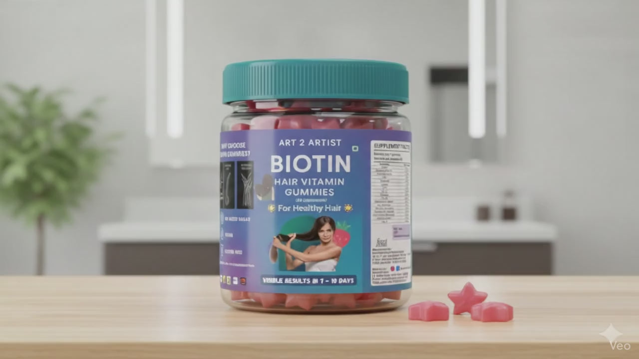 Art2Artist Biotin Hair Vitamin Gummies Stronger, Thicker & Healthier Looking Hair – Delicious Daily Gummies